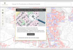 Abb. 2: Viewer für Flurstücke und Bodenrichtwerte- Startseite (https://www.geodatenportal.sachsen-anhalt.de/mapapps/resources/apps/GeobasisViewer/, 12.08.2025)