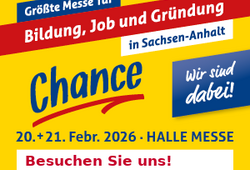 Besuchen Sie vom 20. bis 21. Februar 2026 den Stand des LVermGeo auf der Messe Chance in Halle (Saale) und erkunden Sie spannende Ausbildungsmöglichkeiten in den Geo-Berufen.