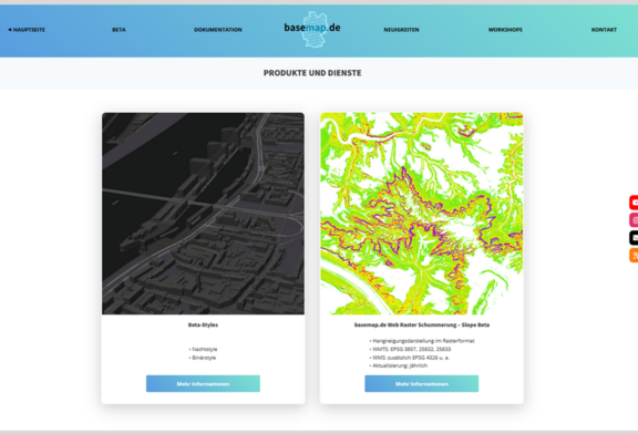 Abb. 2: basemap.de, ergänzende Produkte und Dienste (BETA) (https://basemap.de/beta/, 12.08.2025)